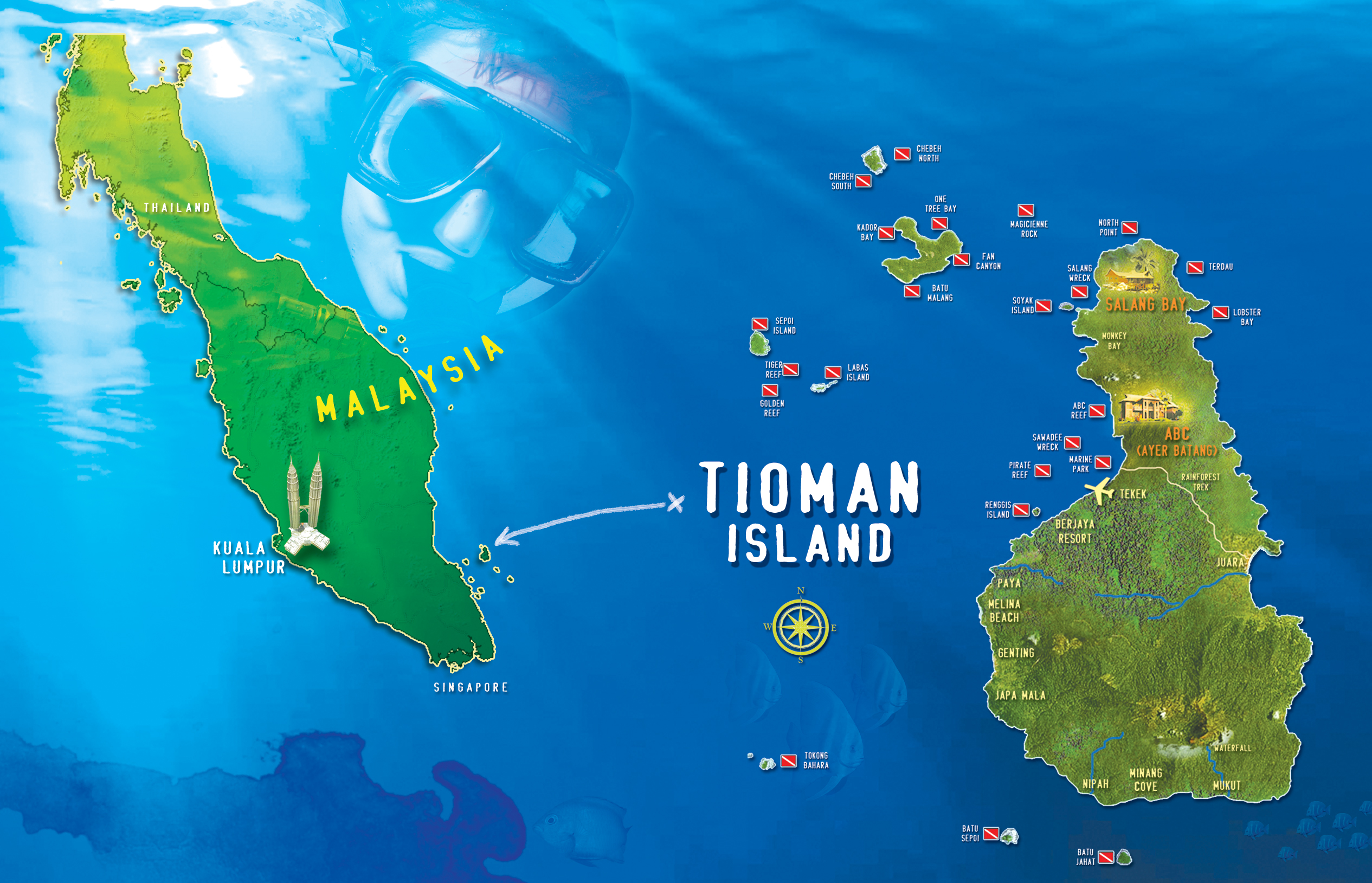 Остров Тиоман на карте