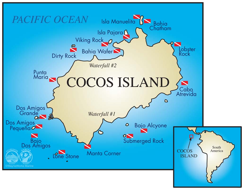 Остров Кокос на карте Южной Америки